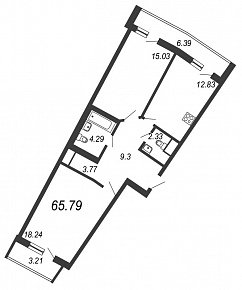 Приморский квартал, III кв. 2022, 2 комнаты, 65.79 м2