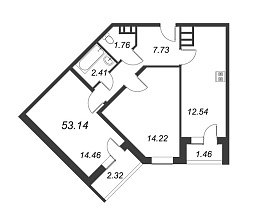 Приневский, IV кв. 2022, 2 комнаты, 53.14 м2