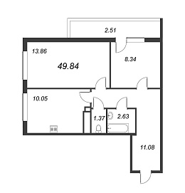 Геометрия, IV кв. 2022, 2 комнаты, 49.84 м2