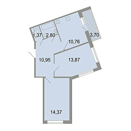 Клёны, Сдан, 2 комнаты, 55.60 м2