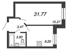 Приневский, IV кв. 2021, 1 комната, 31.77 м2