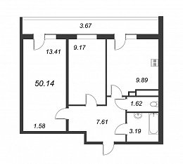 Геометрия, IV кв. 2022, 2 комнаты, 50.14 м2