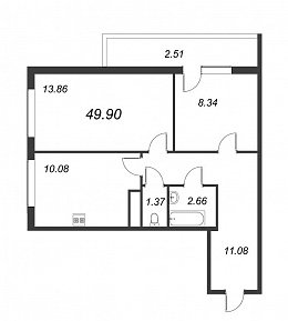 Геометрия, IV кв. 2022, 2 комнаты, 49.90 м2