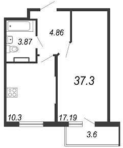 Новое Сертолово, IV кв. 2021, 1 комната, 37.30 м2