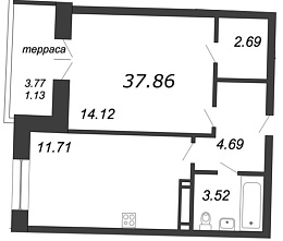 Ariosto, IV кв. 2020, 1 комната, 37.86 м2