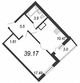 Приморский квартал, III кв. 2022, 1 комната, 39.17 м2