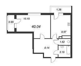 Геометрия, IV кв. 2022, 1 комната, 40.04 м2