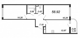 Энфилд, IV кв. 2020, 2 комнаты, 58.92 м2