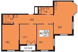 Цивилизация на Неве, II кв. 2021, 3 комнаты, 101.70 м2