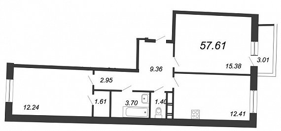 Ariosto, III кв. 2021, 2 комнаты, 57.61 м2