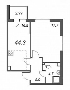 Inkeri, III кв. 2022, 1 комната, 44.30 м2