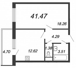 Новый Лесснер, IV кв. 2021, 1 комната, 41.47 м2