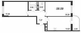Энфилд, IV кв. 2020, 2 комнаты, 58.59 м2