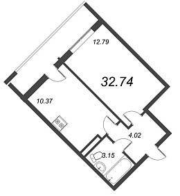Европейский Парк, IV кв. 2022, 1 комната, 32.74 м2