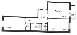 Ariosto, III кв. 2021, 2 комнаты, 58.72 м2
