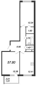 Ariosto, III кв. 2021, 2 комнаты, 57.80 м2