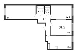 Цивилизация на Неве, IV кв. 2023, 3 комнаты, 84.20 м2
