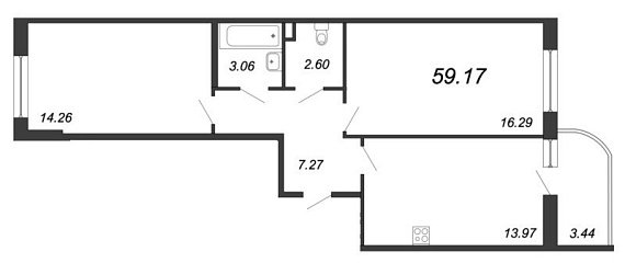 Энфилд, IV кв. 2020, 2 комнаты, 59.17 м2