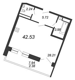 Ariosto, IV кв. 2020, Студия, 42.53 м2