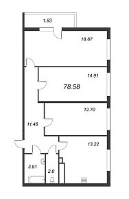 Геометрия, IV кв. 2022, 3 комнаты, 78.58 м2