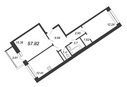 Ariosto, III кв. 2021, 2 комнаты, 57.82 м2