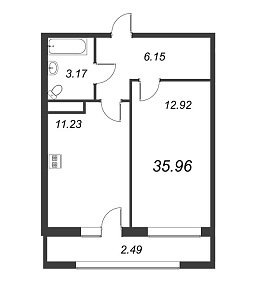 Геометрия, IV кв. 2022, 1 комната, 35.96 м2