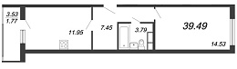 Ariosto, III кв. 2021, 1 комната, 39.49 м2