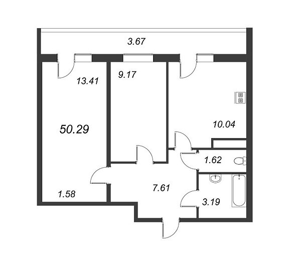 Геометрия, IV кв. 2022, 2 комнаты, 50.29 м2