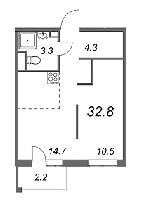 Inkeri, III кв. 2022, 1 комната, 32.80 м2