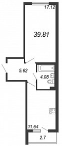 Новое Сертолово, IV кв. 2021, 1 комната, 39.81 м2