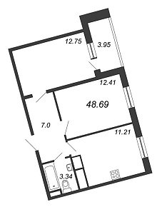 Q-мир, II кв. 2021, 2 комнаты, 48.69 м2