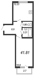 Новое Сертолово, IV кв. 2021, 1 комната, 41.81 м2