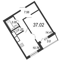Приморский квартал, III кв. 2022, 1 комната, 37.02 м2