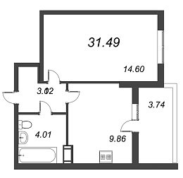 Полис на Комендантском, IV кв. 2021, 1 комната, 31.49 м2