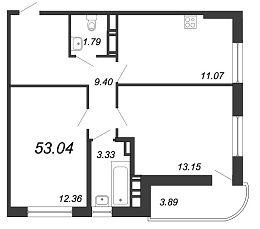 Энфилд, IV кв. 2020, 2 комнаты, 53.04 м2