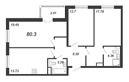 Jaanila Драйв, IV кв. 2021, 3 комнаты, 80.30 м2