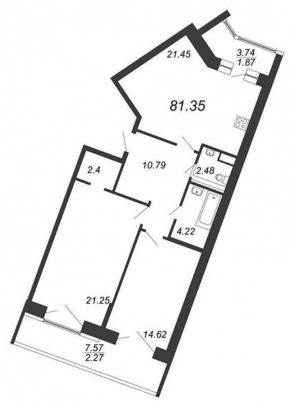 Ariosto, IV кв. 2020, 2 комнаты, 81.35 м2