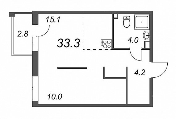 Inkeri, III кв. 2022, 1 комната, 33.30 м2