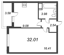 Полис на Комендантском, IV кв. 2021, 1 комната, 32.01 м2
