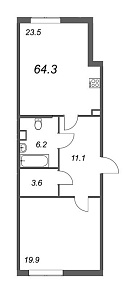 Inkeri, III кв. 2022, 1 комната, 64.30 м2