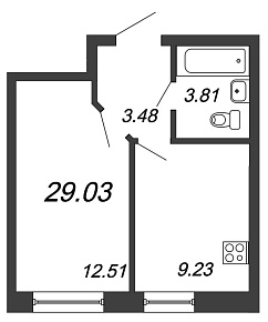 Приневский, IV кв. 2021, 1 комната, 29.03 м2