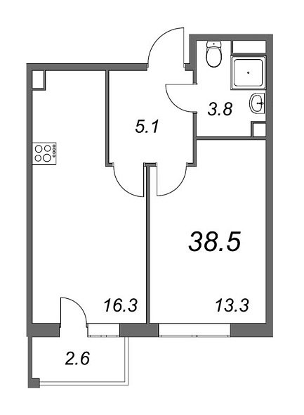 Inkeri, III кв. 2022, 1 комната, 38.50 м2