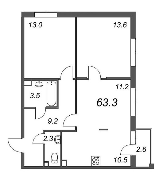 Inkeri, III кв. 2022, 3 комнаты, 63.30 м2