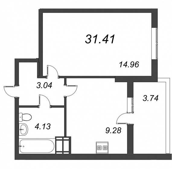 Полис на Комендантском, IV кв. 2021, 1 комната, 31.41 м2