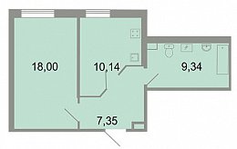 Клёны, Сдан, 1 комната, 45.30 м2