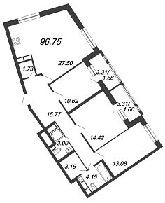 Ariosto, IV кв. 2020, 3 комнаты, 96.75 м2