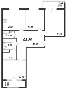 Ariosto, III кв. 2021, 3 комнаты, 93.25 м2