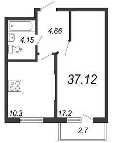 Новое Сертолово, IV кв. 2021, 1 комната, 37.12 м2