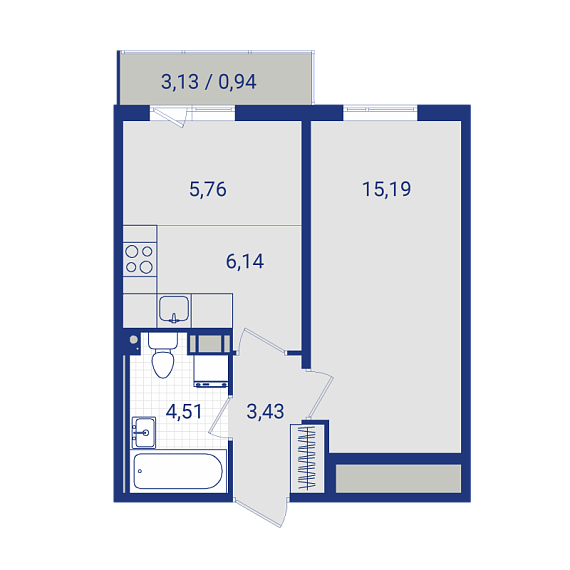 Lampo, IV кв. 2022, 1 комната, 35.96 м2
