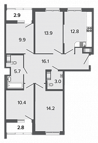 Ultra City, II кв. 2023, 4 комнаты, 86.00 м2